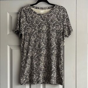 Lands’ End Black and White Print Women's Top L